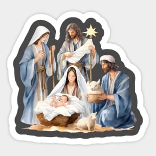 Watercolor Nativity Scene Sticker